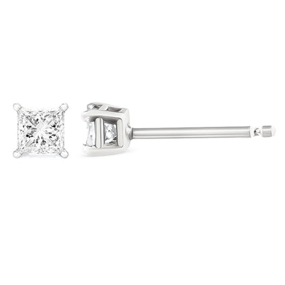 14K White Gold 1.00 Cttw Princess-Cut Square Near Colorless Diamond Classic 4-Prong Solitaire Stud Earrings (G-H Color, SI1-SI2 Clarity) by Bids.com