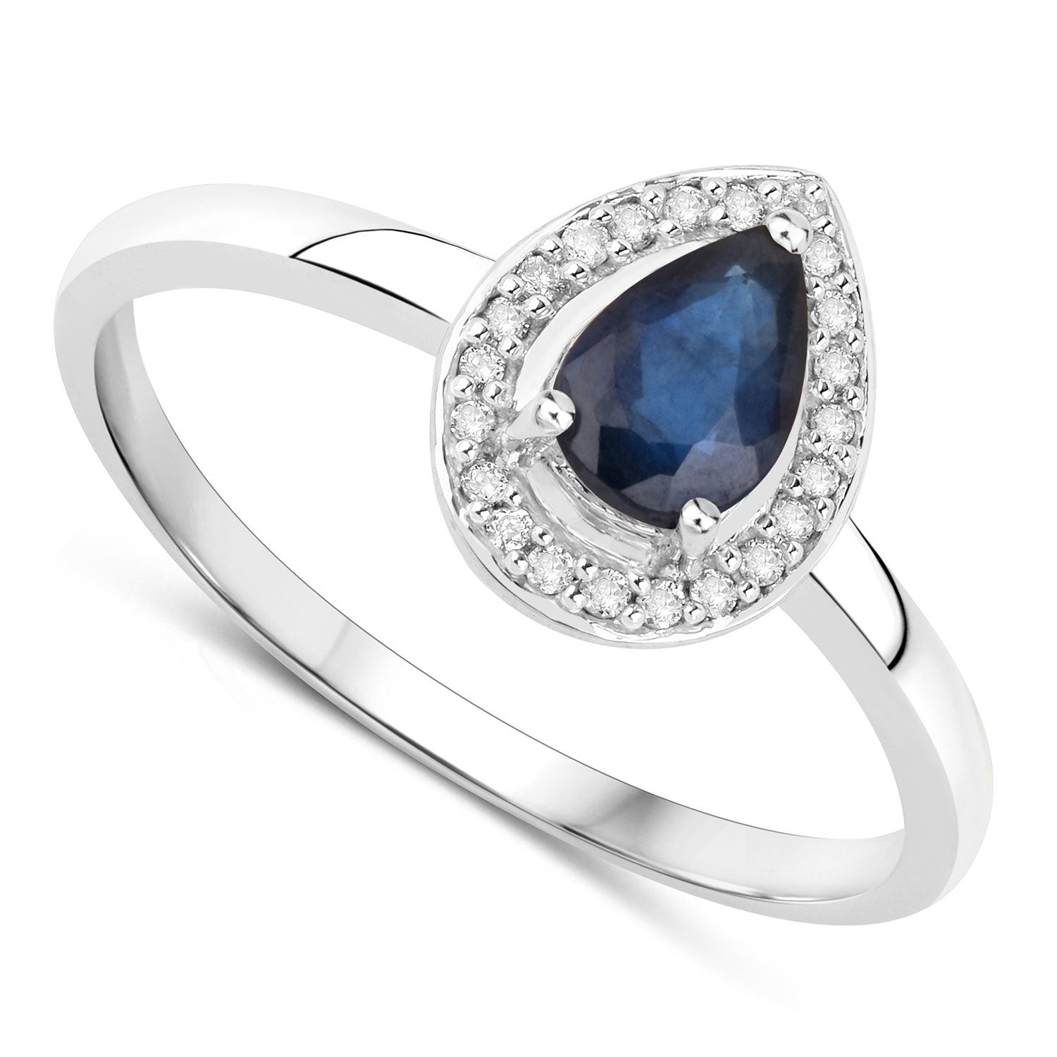 0.48 Carat Genuine Blue Sapphire and White Diamond 14K White Gold Ring by Bids.com