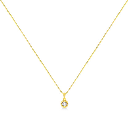 14K Yellow Gold Plated .925 Sterling Silver 1/2 Cttw Brilliant Round Cut Diamond Solitaire Milgrain 18" Pendant Necklace (K-L Color, I2-I3 Clarity) by Bids.com