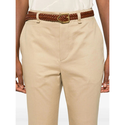 Saint Laurent Neutrals Trousers - Straight Trousers Women by Luosophy