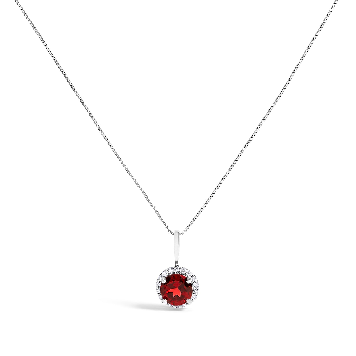 10K White Gold Purple Amethyst and 1/10 Cttw Diamond Accent Halo Pendant Necklace