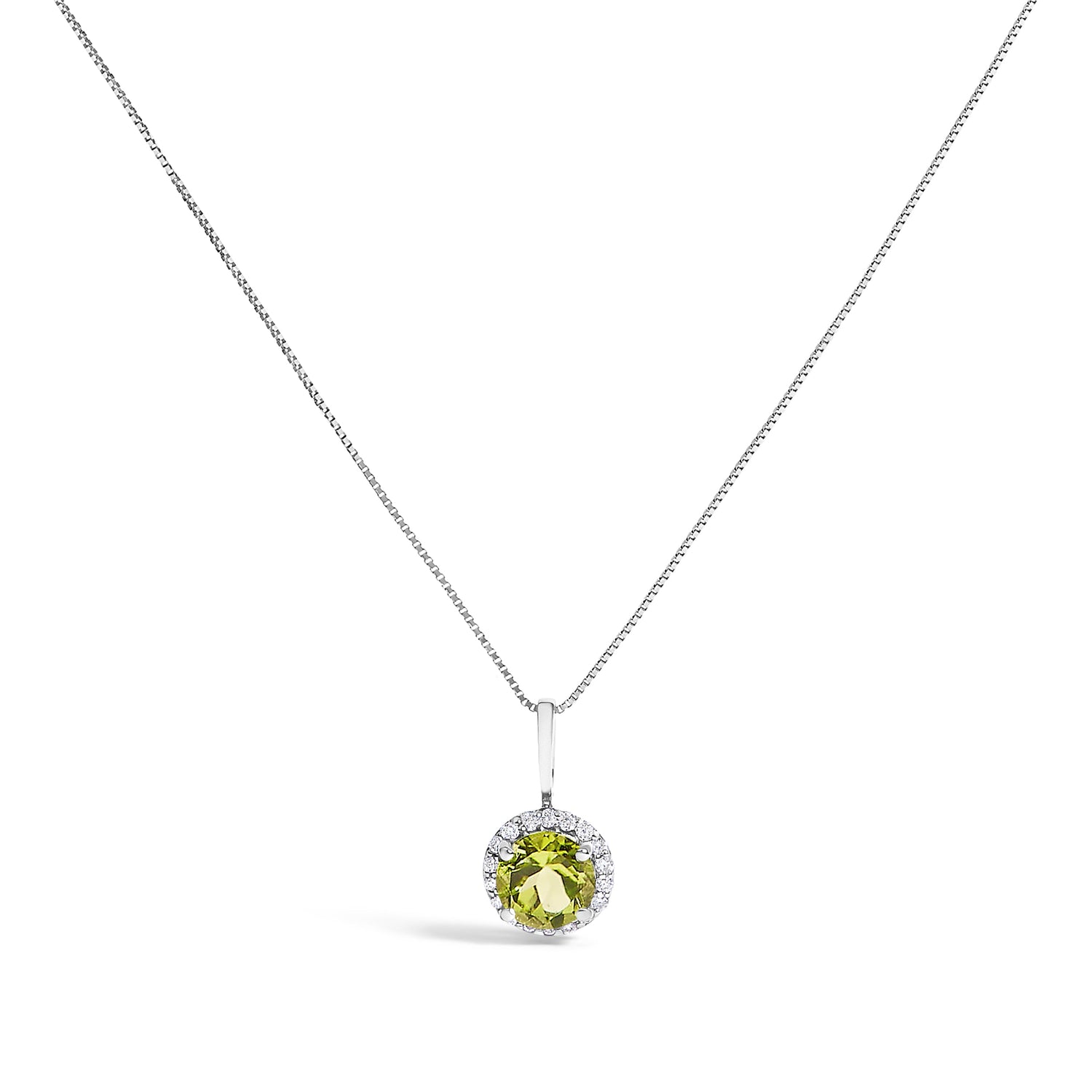 10K White Gold Purple Amethyst and 1/10 Cttw Diamond Accent Halo Pendant Necklace