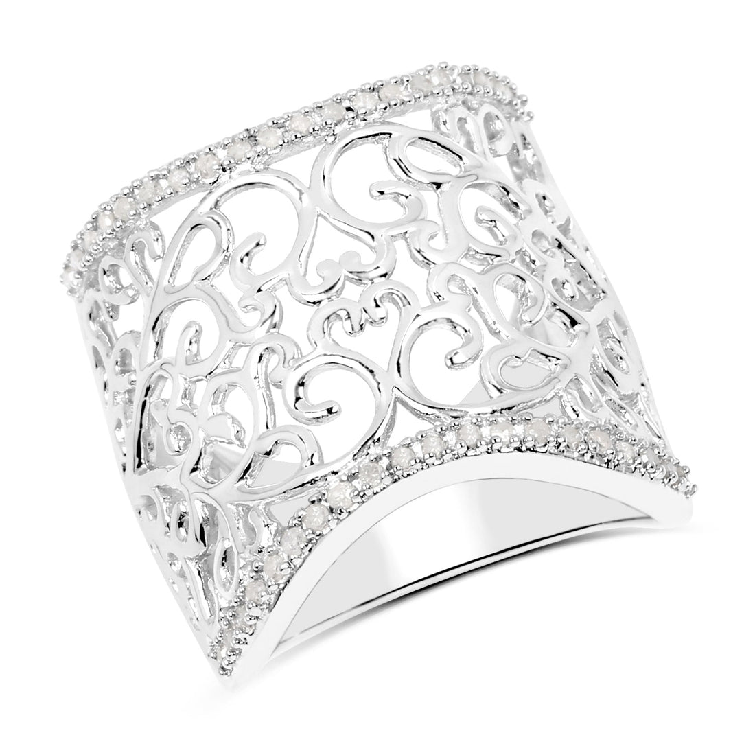 0.25 Carat Genuine White Diamond .925 Sterling Silver Ring by Bids.com