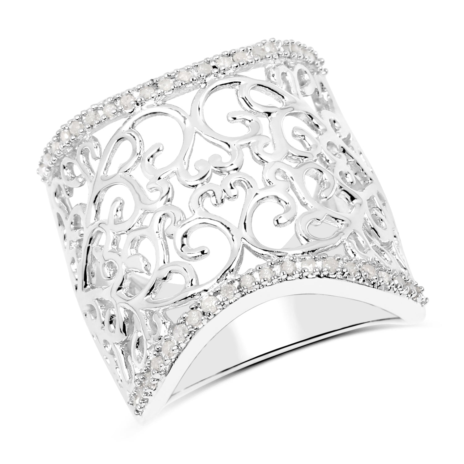 0.25 Carat Genuine White Diamond .925 Sterling Silver Ring by Bids.com