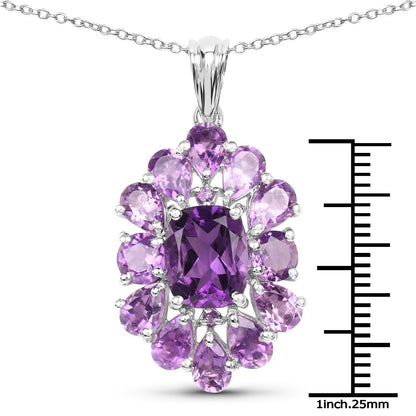 7.24 Carat Genuine Amethyst .925 Sterling Silver Pendant  DestGlow