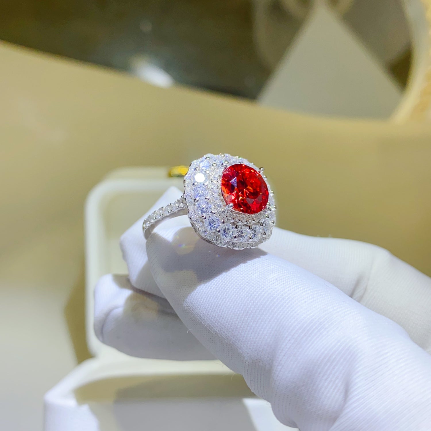 2 Carat Red Brilliant Round Cut Sparkala™ Pure Sterling Silver Ring - DestGlow