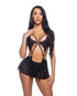 Bedazzled Mesh Mini Skirt with Rhinestone Detail 