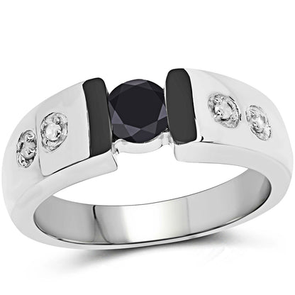 0.56 Carat Genuine Black Diamond and White Diamond .925 Sterling Silver Ring by Bids.com