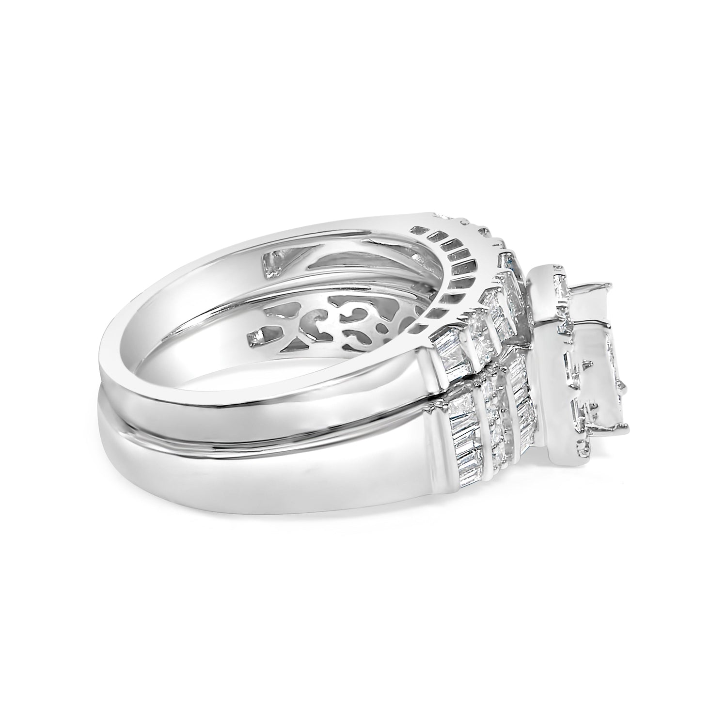 Sterling Silver 1.0 Cttw Diamond Composite Head Bridal Engagement Ring Set by Bids.com
