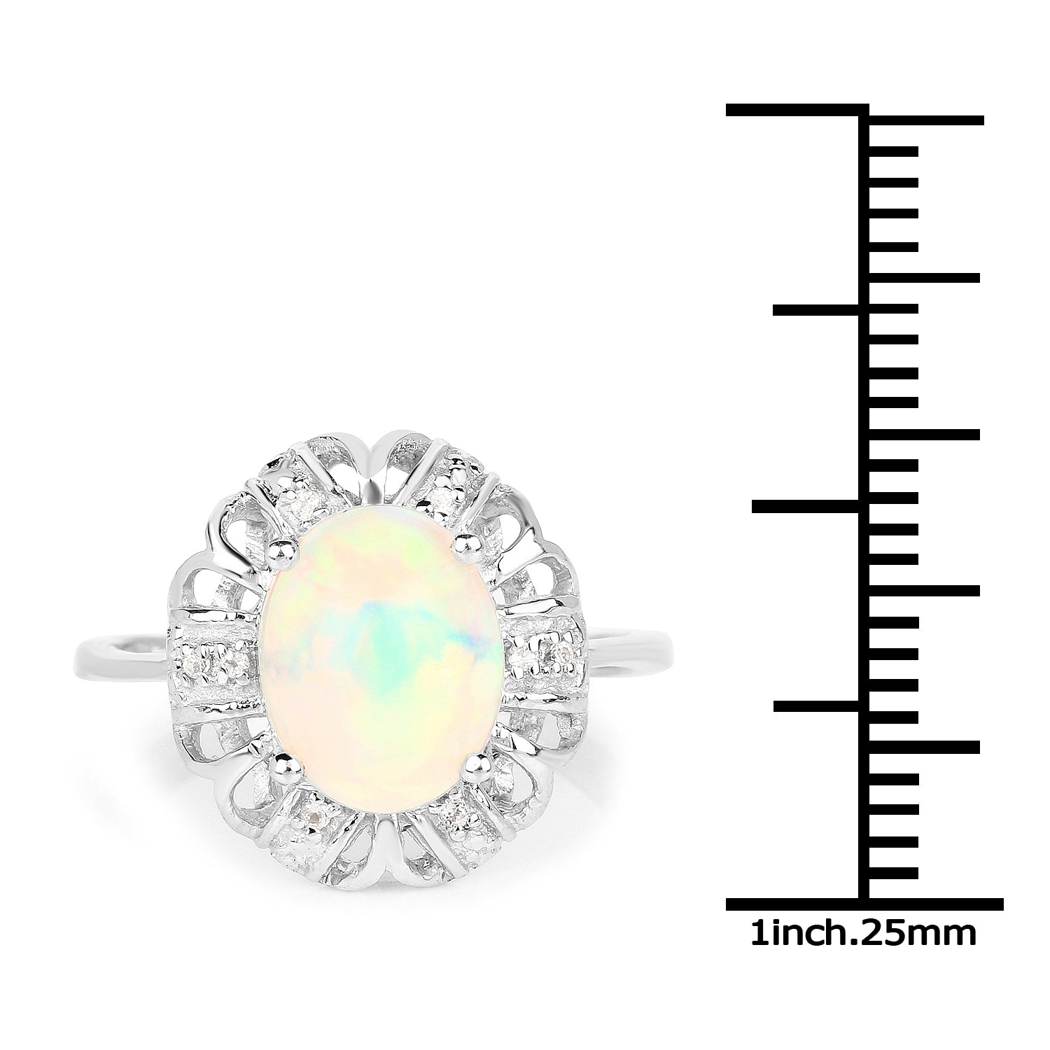 1.73 Carat Genuine Ethiopian Opal &amp; White Topaz .925 Sterling Silver Ring by Bids.com