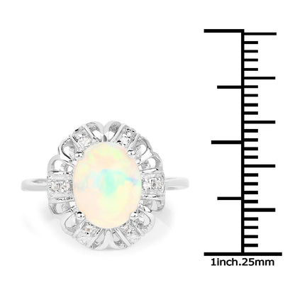 1.73 Carat Genuine Ethiopian Opal &amp; White Topaz .925 Sterling Silver Ring by Bids.com