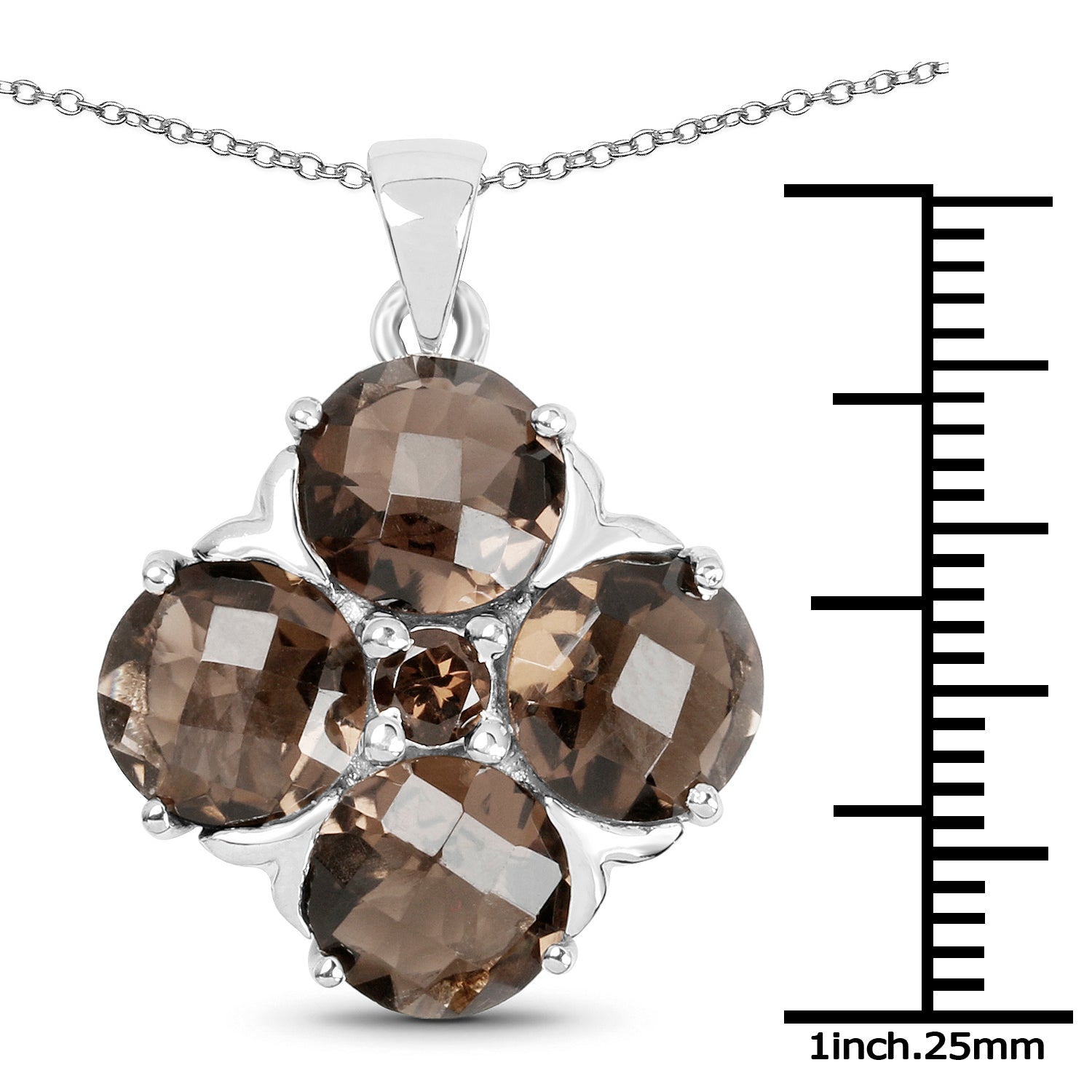 7.03 Carat Genuine Smoky Quartz .925 Sterling Silver Pendant  DestGlow