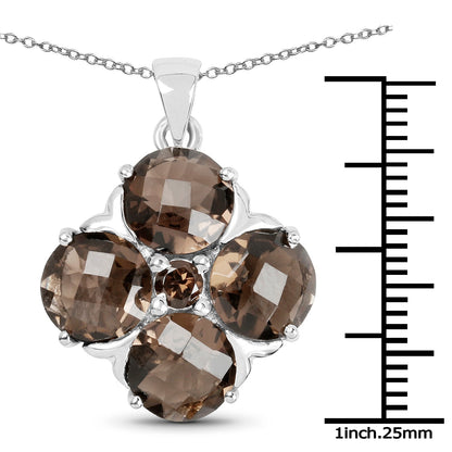 7.03 Carat Genuine Smoky Quartz .925 Sterling Silver Pendant  DestGlow