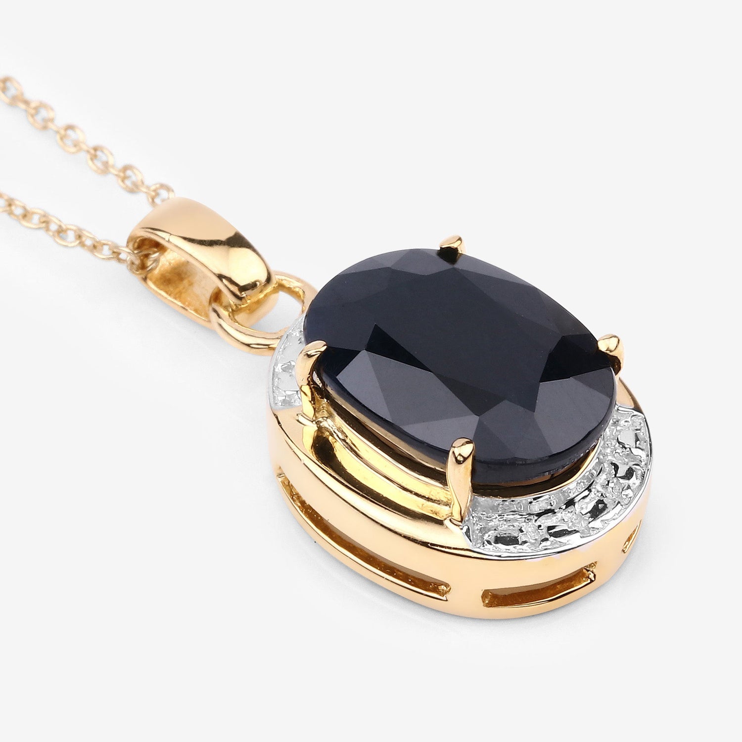 7.50 Carat Genuine Black Sapphire .925 Sterling Silver Pendant by Bids.com
