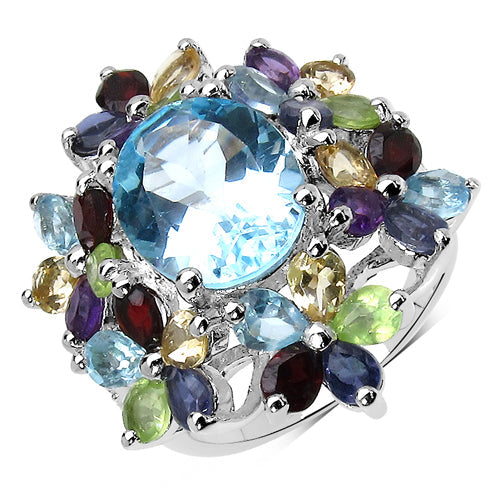 10.34 Carat Genuine Multi Stone .925 Sterling Silver Ring by Bids.com