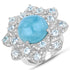 12.72 Carat Genuine Aquamarine and White Diamond .925 Sterling Silver Ring by Bids.com