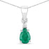 0.68 Carat Genuine Zambian Emerald and White Diamond 14K White Gold Pendant  DestGlow