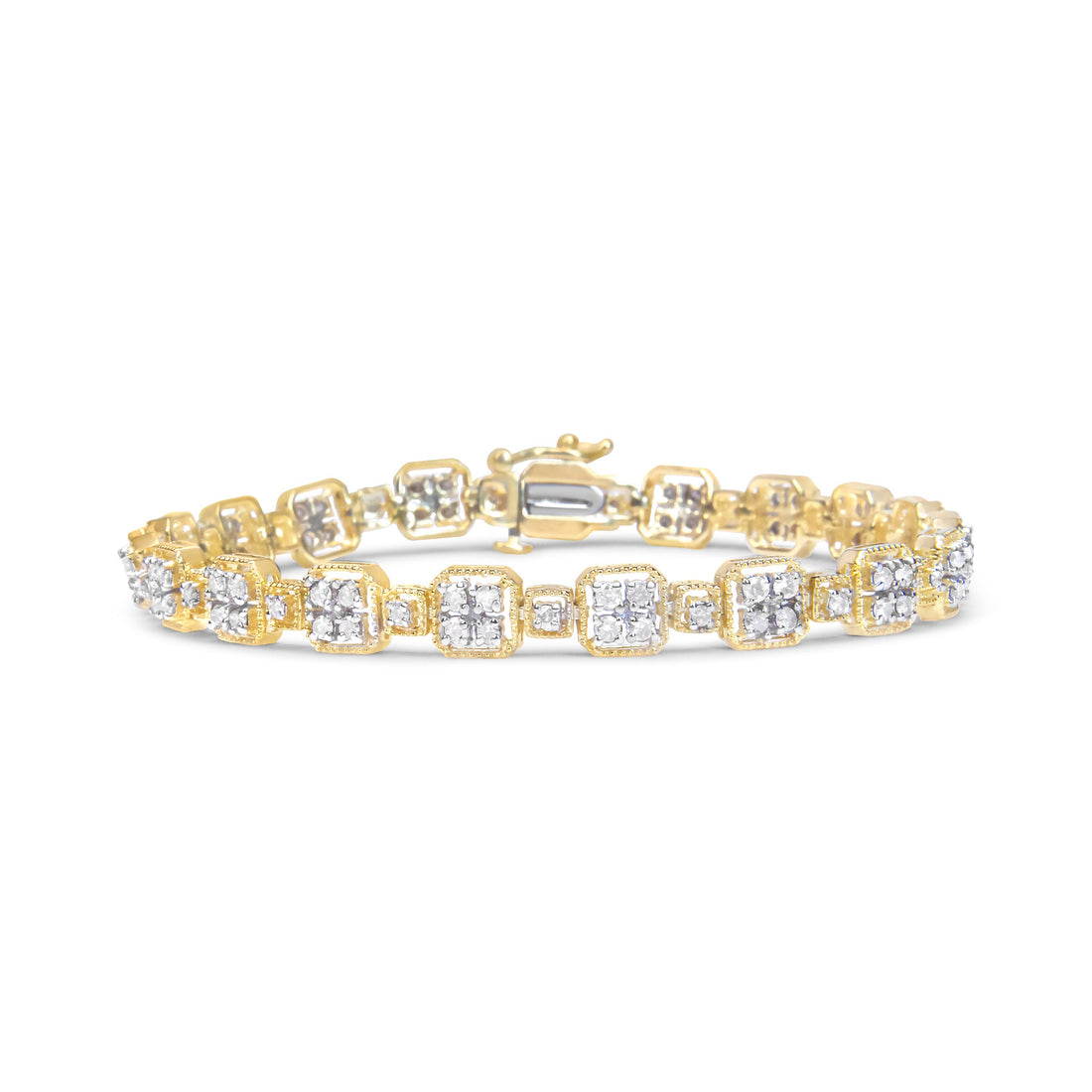 10K White Gold 2.0 Cttw Diamond Square Link Bracelet (J-K Color, I2-I3 Clarity) - Size 7.25" by Bids.com