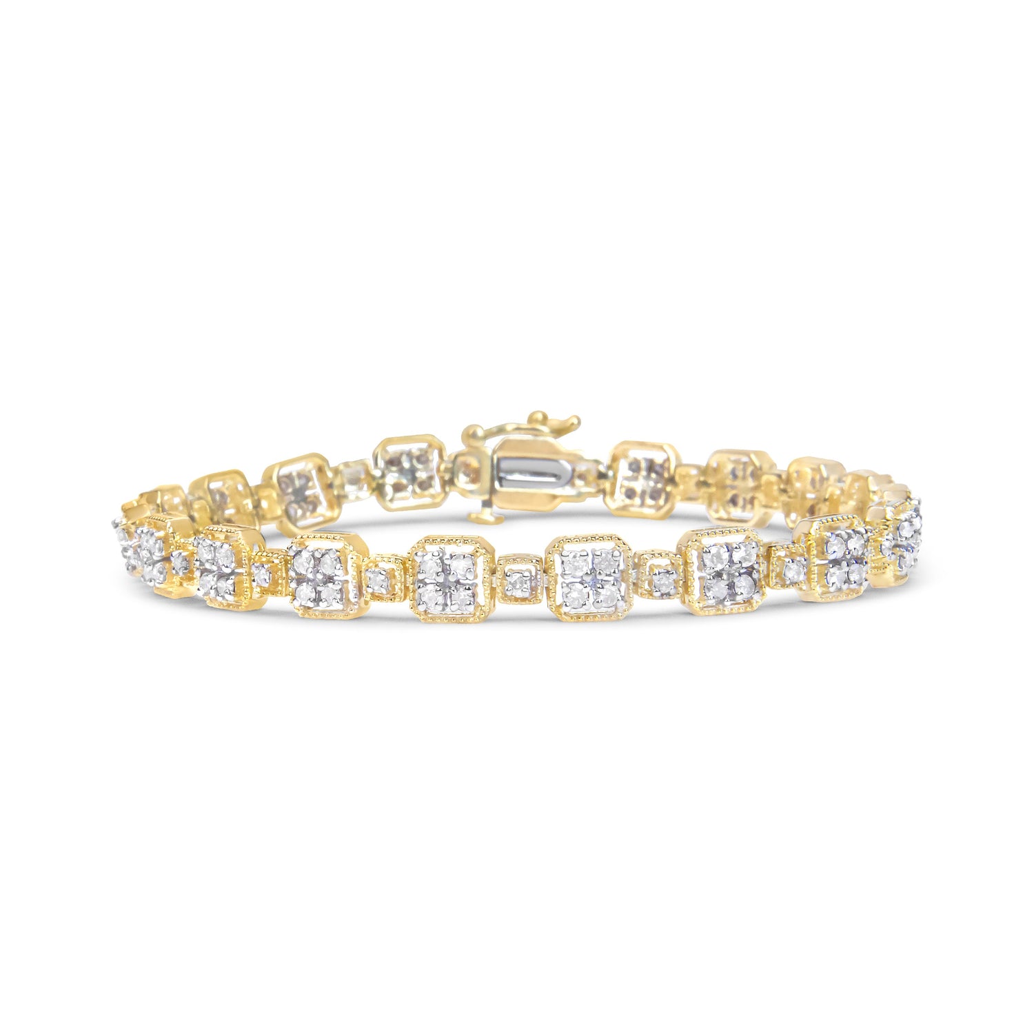 10K White Gold 2.0 Cttw Diamond Square Link Bracelet (J-K Color, I2-I3 Clarity) - Size 7.25" by Bids.com