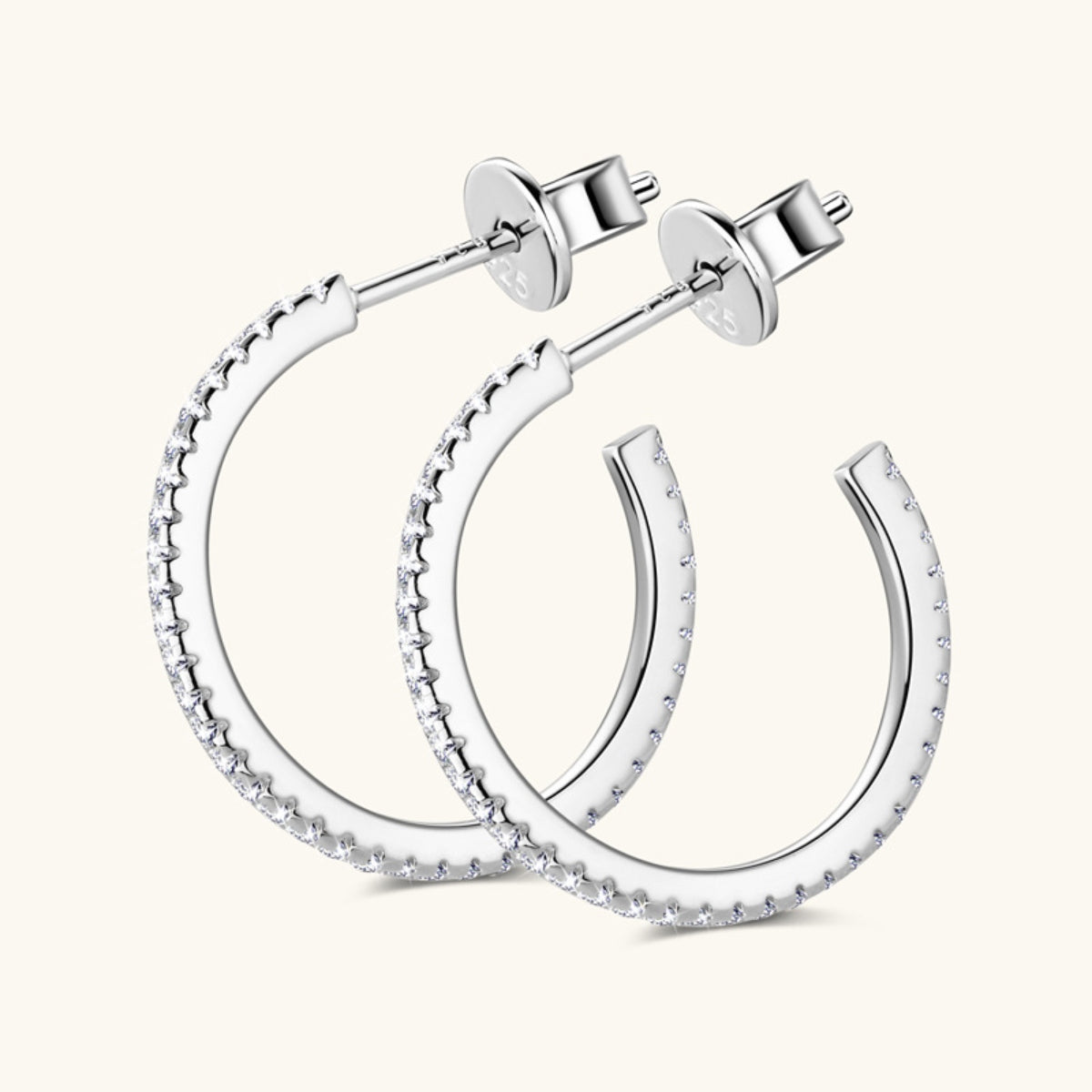 Inlaid Sparkala™ Pure Sterling Silver C-Hoop Earrings - DestGlow