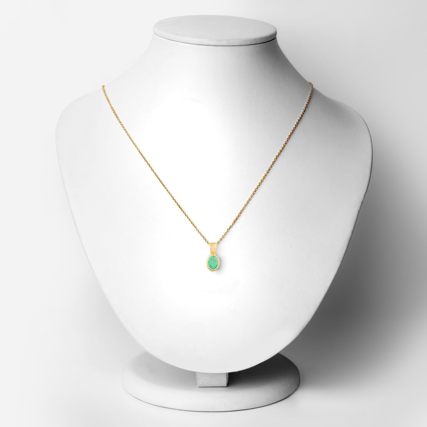 18K Yellow Gold Plated 0.67 Carat Genuine Emerald and White Topaz .925 Sterling Silver Pendant  DestGlow