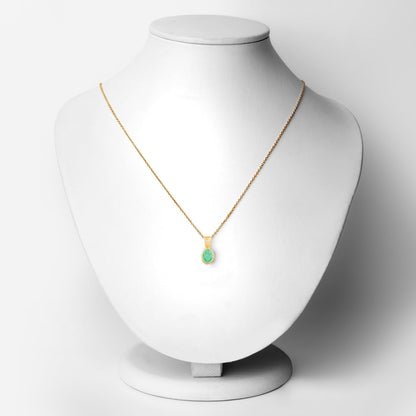 18K Yellow Gold Plated 0.67 Carat Genuine Emerald and White Topaz .925 Sterling Silver Pendant  DestGlow