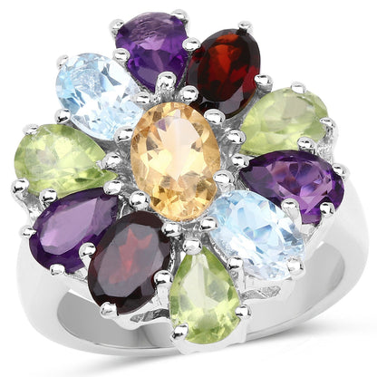 5.150 Carat Genuine Multi Stones .925 Sterling Silver Ring  DestGlow