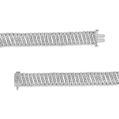 .925 Sterling Silver 5.00 Cttw Round-Cut Diamond "S" Link Bracelet (I-J Color, I3 Clarity) - Size 7.25 by Bids.com