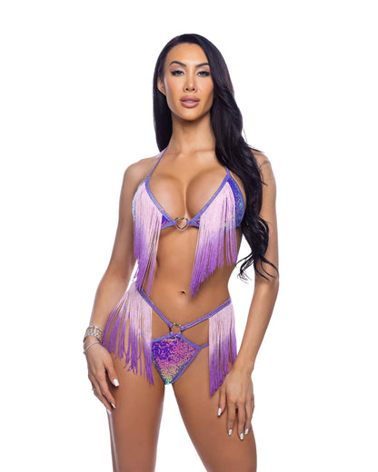 2PC Sequin &amp; Ombre Fringe Short Set