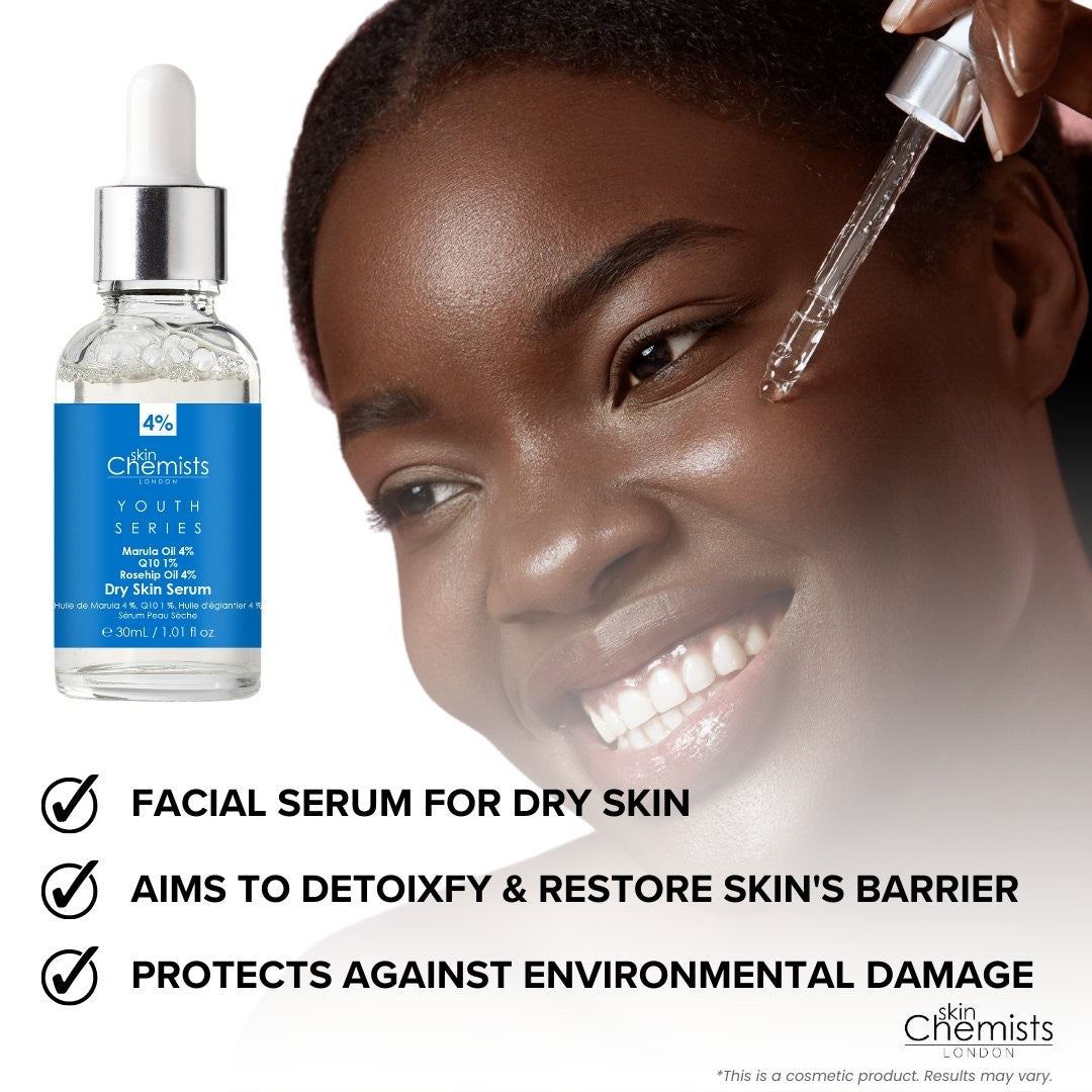 Dry Skin Serum Marulua Oil 4%, Q10 1%, Rosehip Oil 4% 30ml by skinChemists US