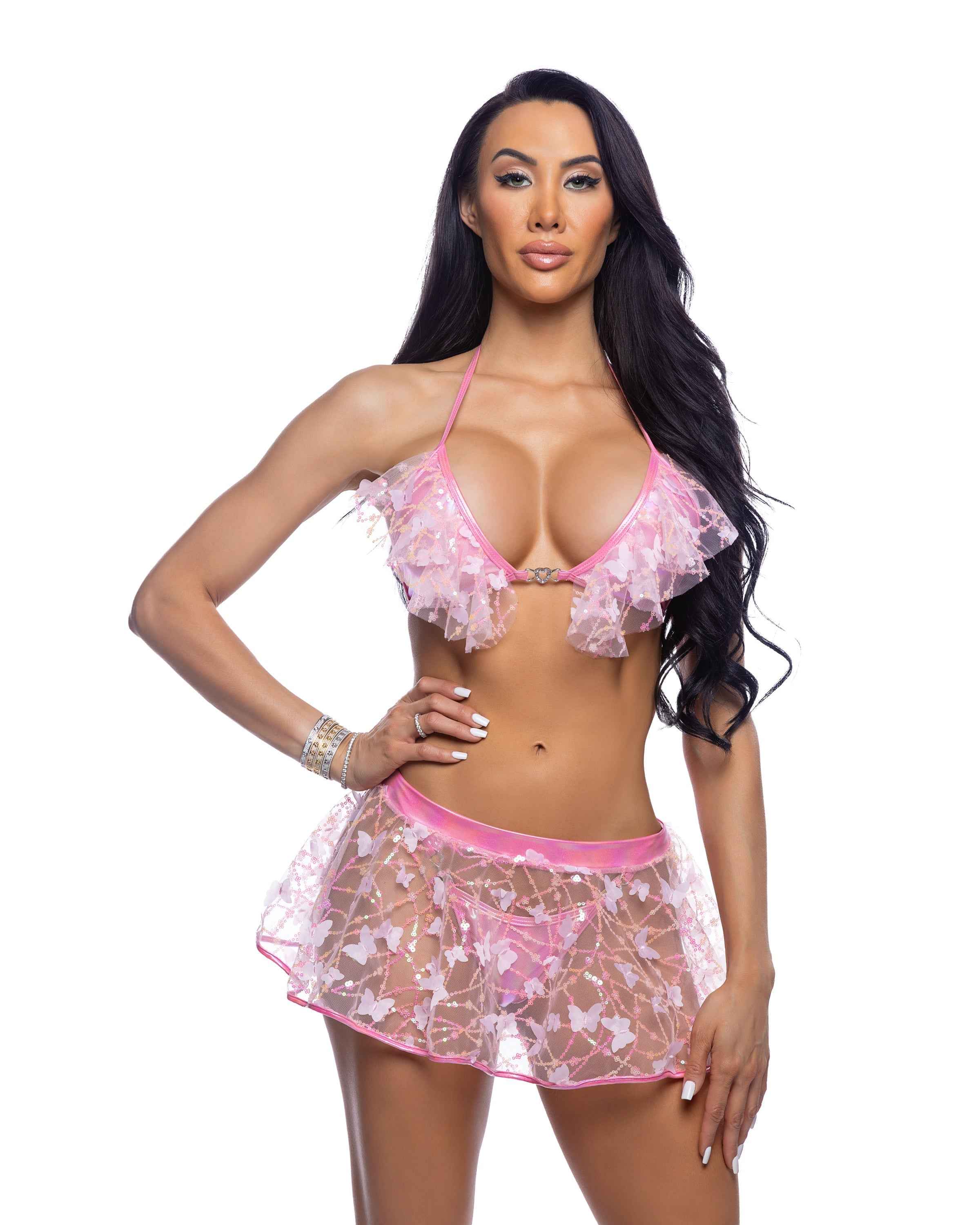 Butterfly &amp; Sequin Mini Skirt