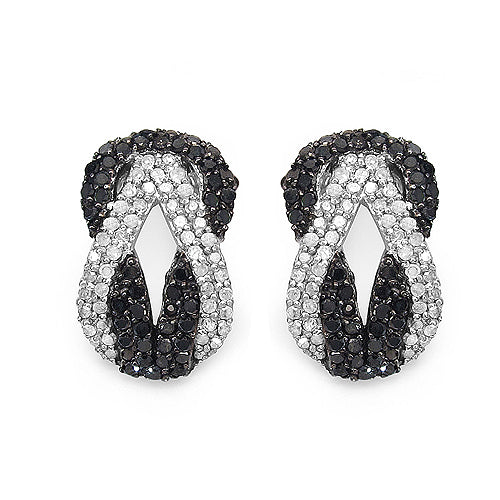 1.05 Carat Genuine Black Diamond &amp; White Diamond .925 Sterling Silver Earrings by Bids.com