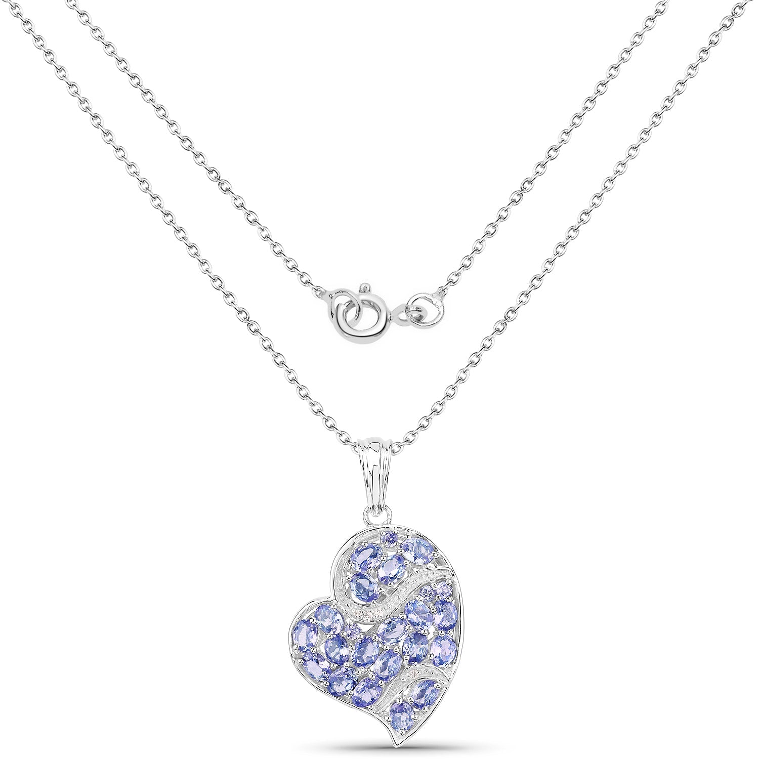 3.40 Carat Genuine Tanzanite and White Topaz .925 Sterling Silver Pendant by Bids.com