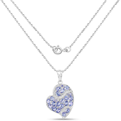 3.40 Carat Genuine Tanzanite and White Topaz .925 Sterling Silver Pendant by Bids.com