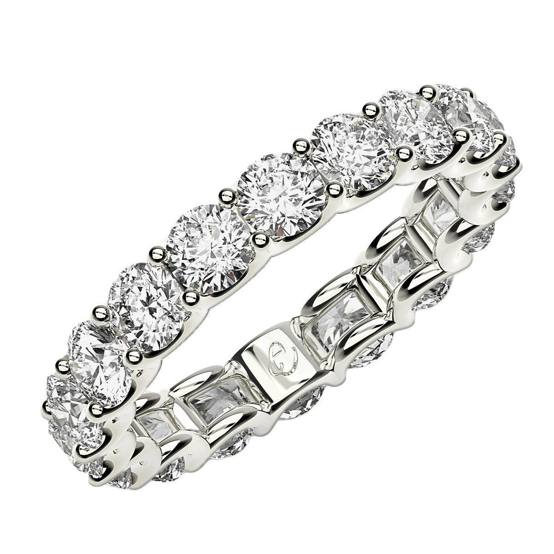 Round Cut Lab Grown Diamond Eternity Ring in 14k White Gold (2 cttw FG/VS2) by Bids.com