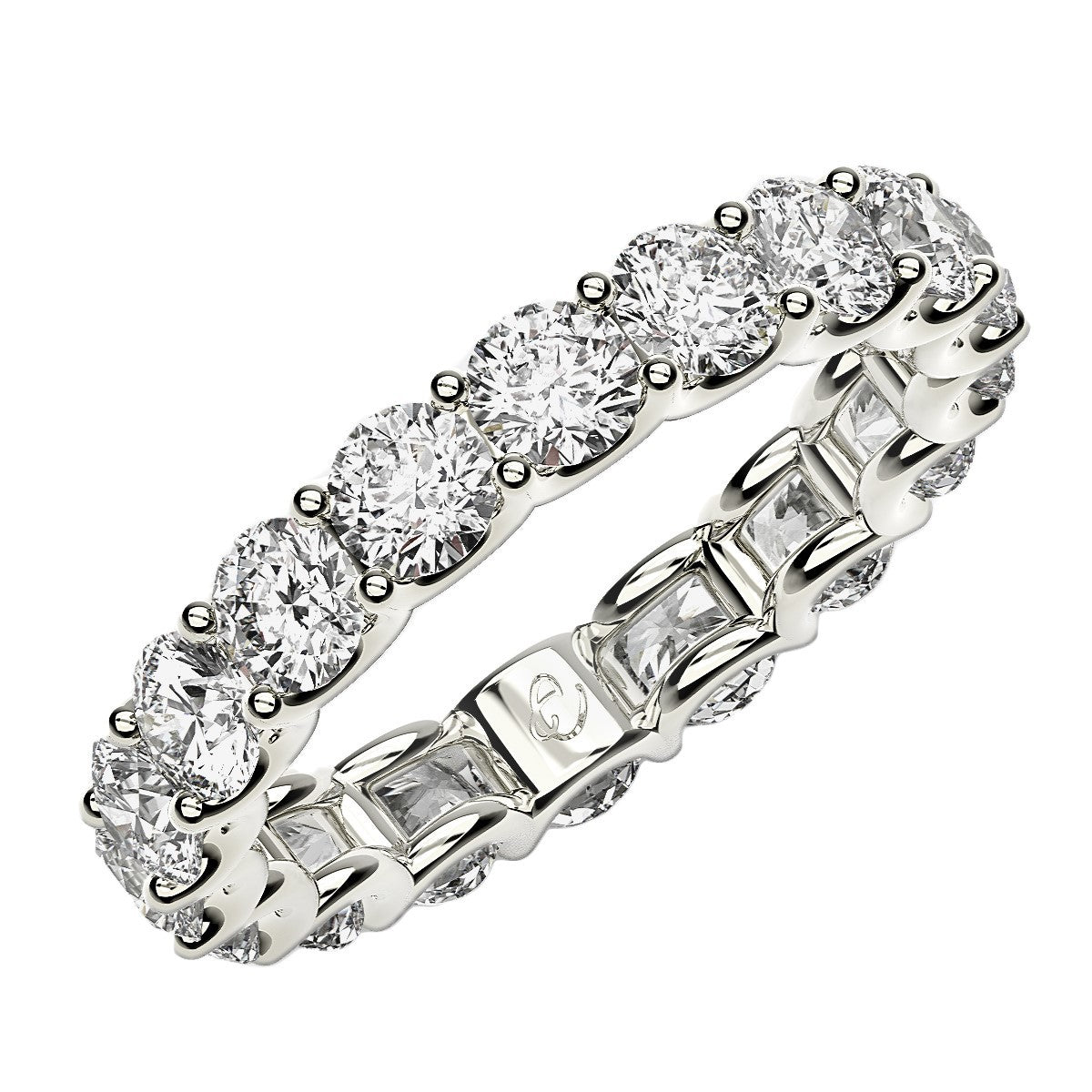 Round Cut Lab Grown Diamond Eternity Ring in 14k White Gold (2 cttw FG/VS2) by Bids.com