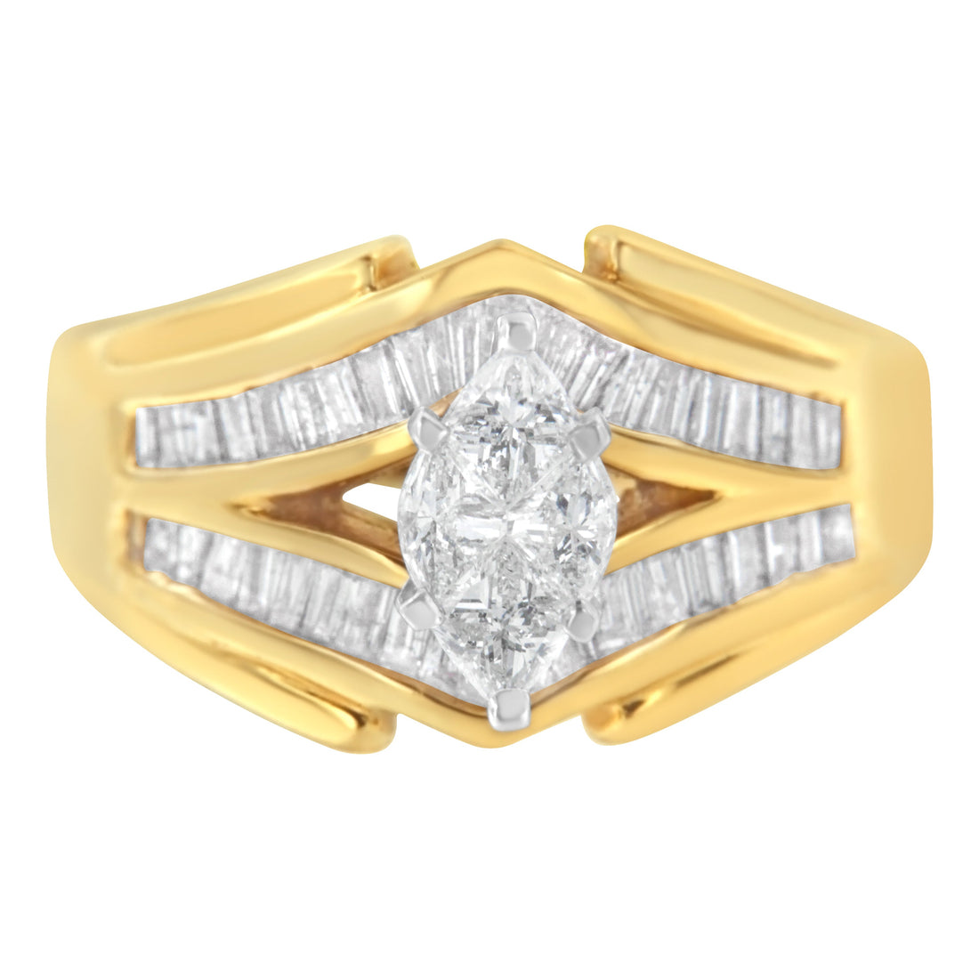 14KT Two-Toned Gold Diamond Cocktail Ring (1 cttw, H-I Color, SI1-SI2 Clarity) by Bids.com