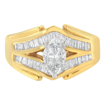 14KT Two-Toned Gold Diamond Cocktail Ring (1 cttw, H-I Color, SI1-SI2 Clarity) by Bids.com