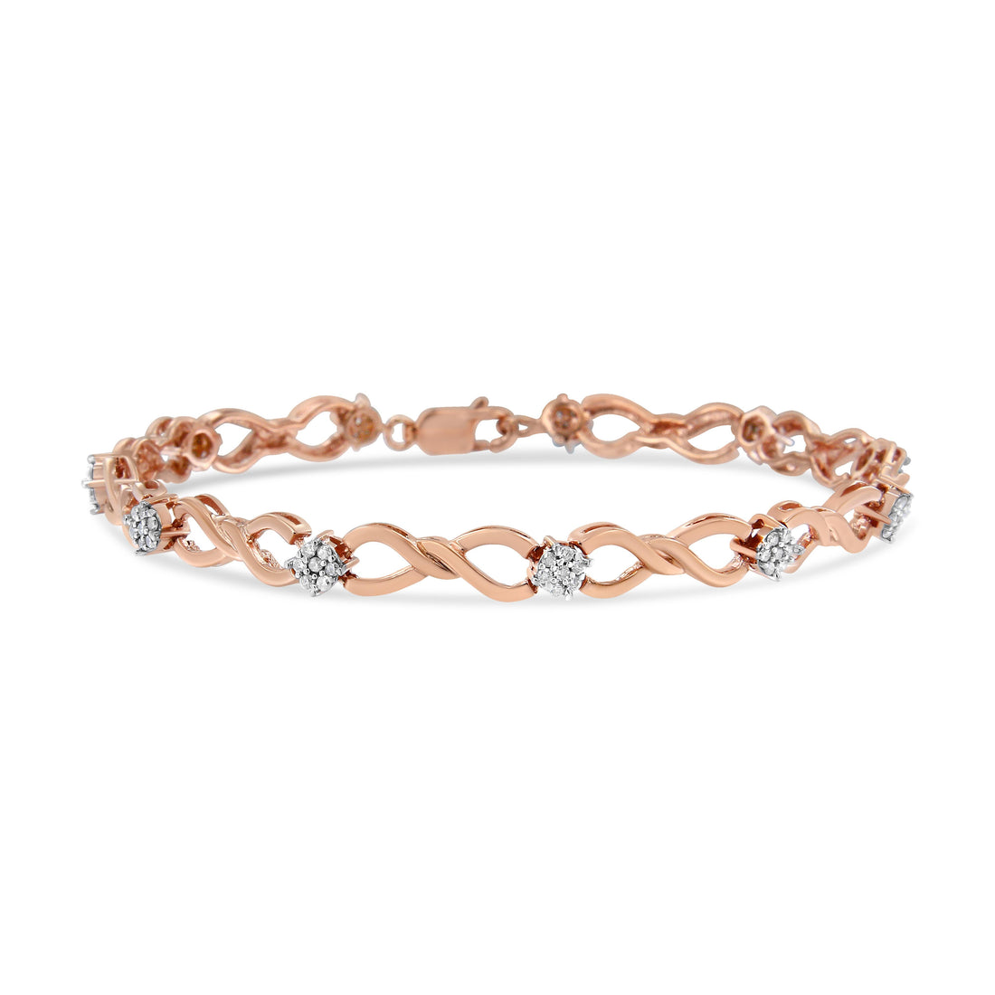 10K Rose Gold Plated .925 Sterling Silver 1/2 Cttw Diamond Infinity Link Tennis Bracelet (H-I Color, I2-I3 Clarity) -7â€ by Bids.com