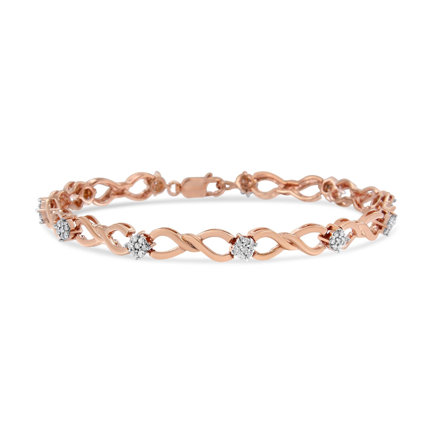 10K Rose Gold Plated .925 Sterling Silver 1/2 Cttw Diamond Infinity Link Tennis Bracelet (H-I Color, I2-I3 Clarity) -7â€ by Bids.com