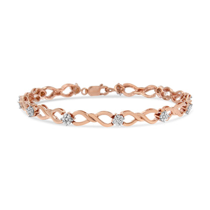 10K Rose Gold Plated .925 Sterling Silver 1/2 Cttw Diamond Infinity Link Tennis Bracelet (H-I Color, I2-I3 Clarity) -7â€ by Bids.com