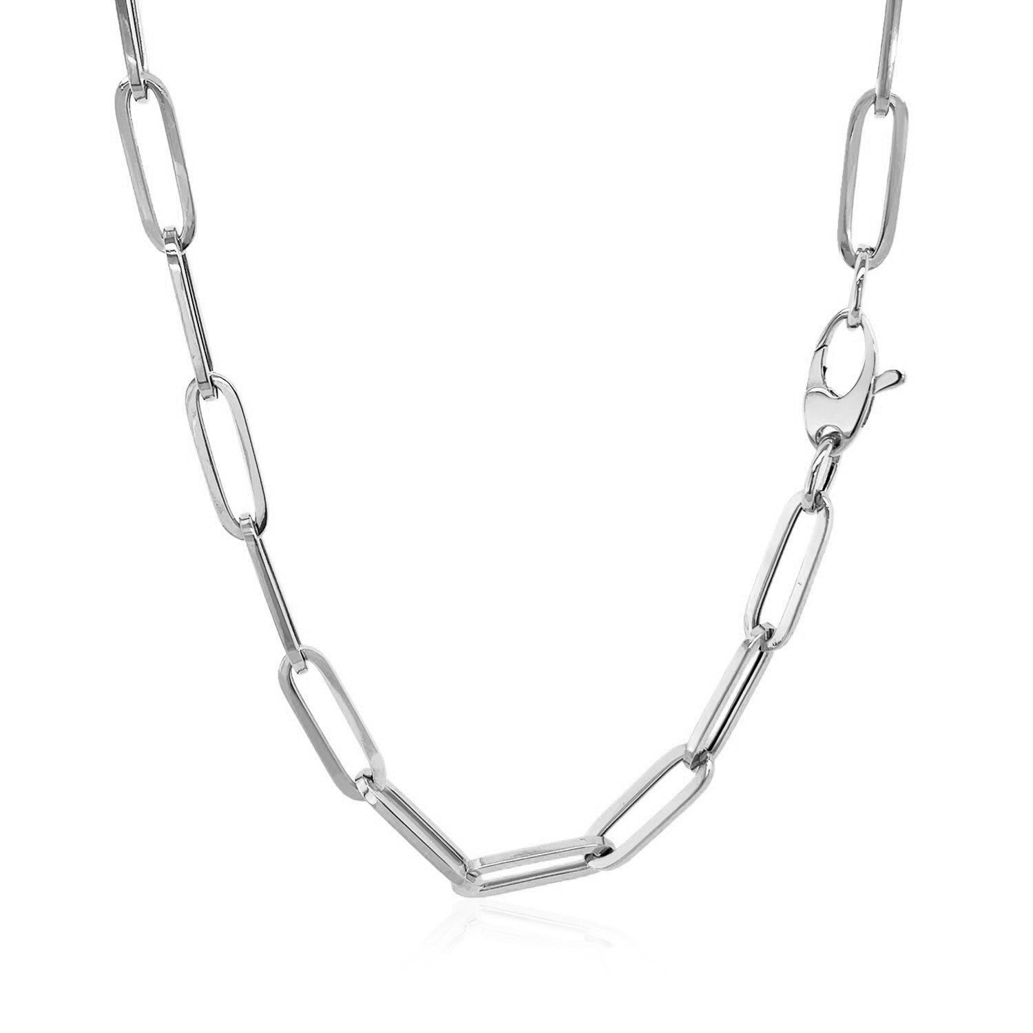 14k White Gold Bold Paperclip Chain (4.2 mm) by Bids.com