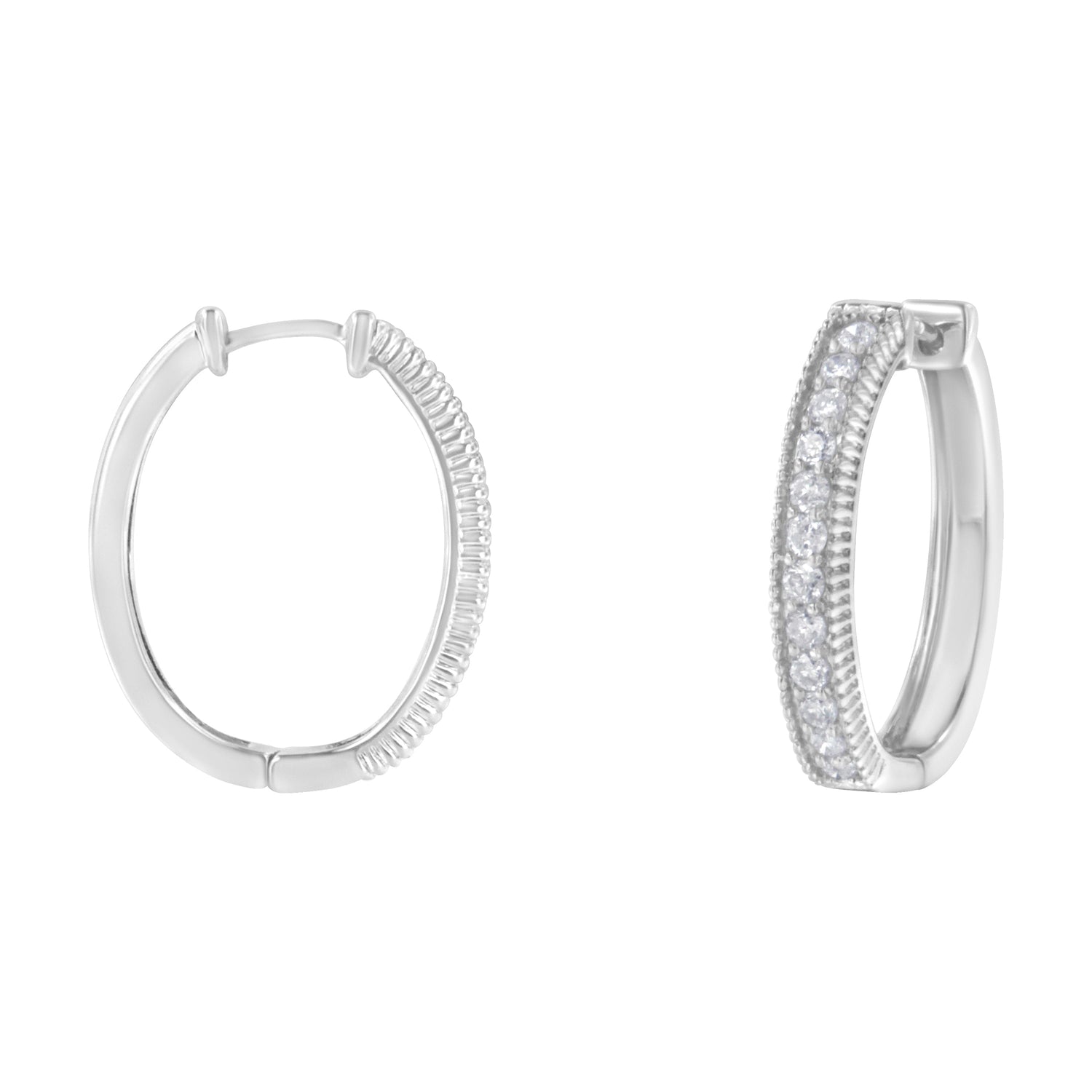 10KT White Gold Diamond Hoop Earring (1.00 cttw, H-I Color, I1-I2 Clarity) by Bids.com
