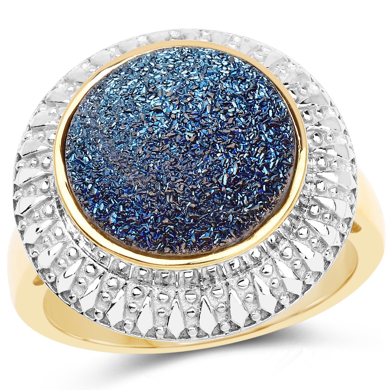 4.90 Carat Genuine Cobalt Blue Drusy .925 Sterling Silver Ring by Bids.com