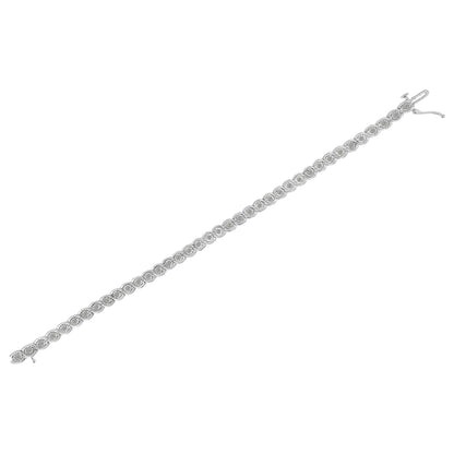 .925 Sterling Silver 1.0 cttw Miracle Set Diamond Spiraling Bezel Link Bracelet(I-J Color, I3 Clarity) -7.25" by Bids.com