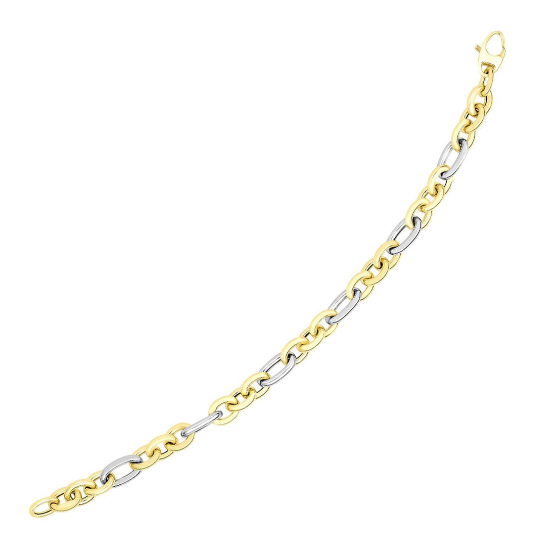 14k Two-Tone Gold Long and Short Style Oval Link Bracelet by Bids.com