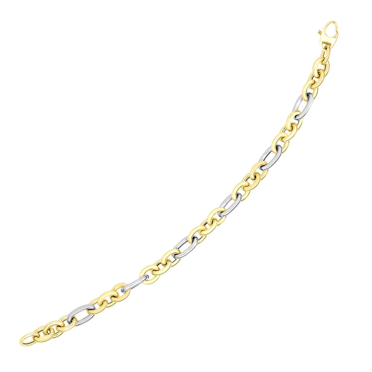 14k Two-Tone Gold Long and Short Style Oval Link Bracelet by Bids.com