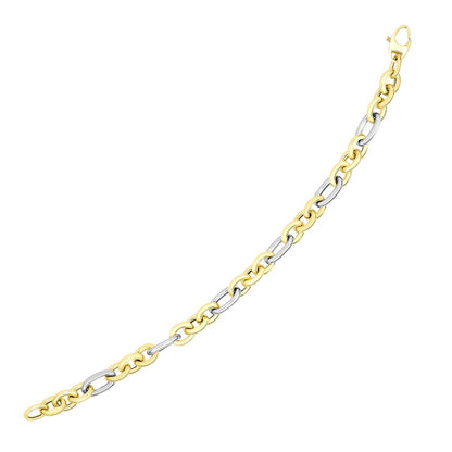 14k Two-Tone Gold Long and Short Style Oval Link Bracelet by Bids.com