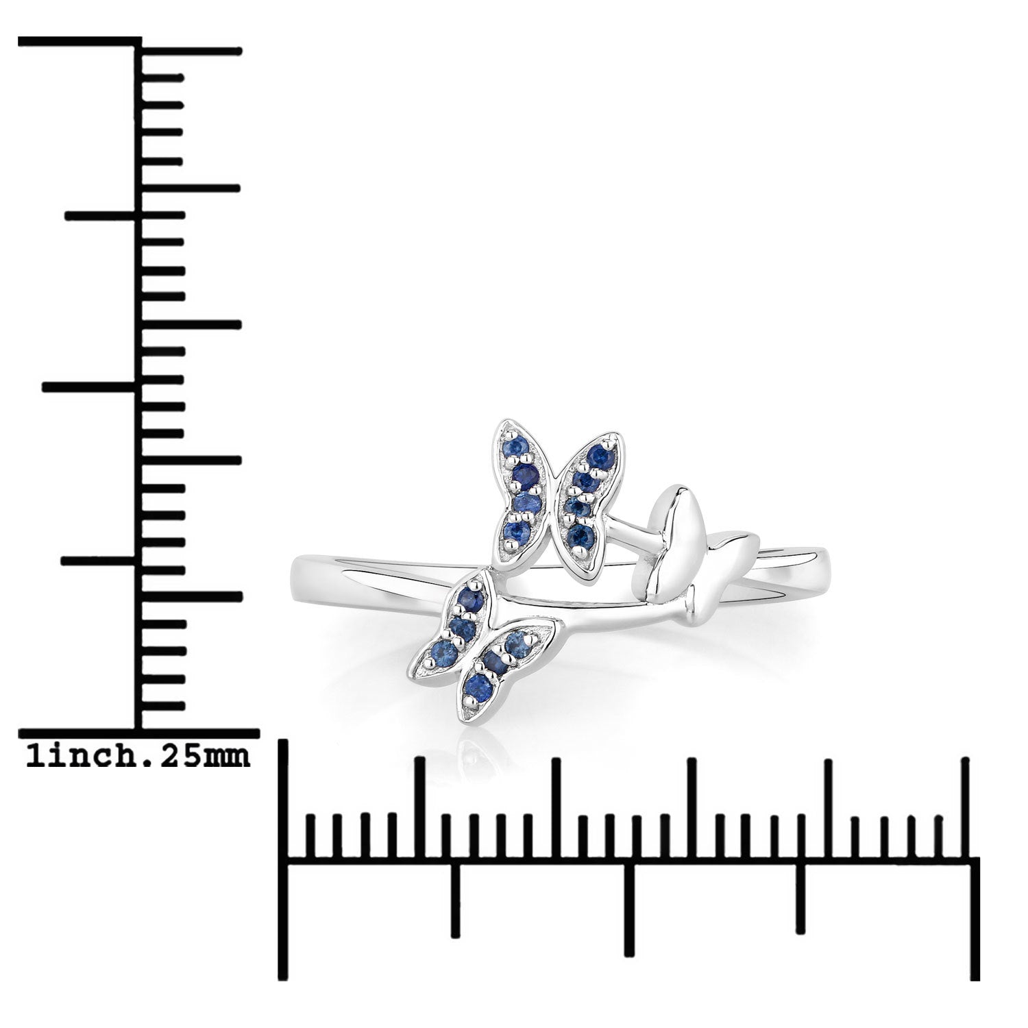0.14 Carat Genuine Blue Sapphire .925 Sterling Silver Ring  DestGlow