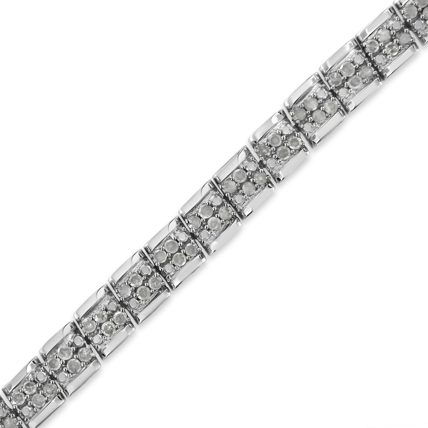 .925 Sterling Silver 2.0 Cttw Diamond 7" Round Miracle Plate Link Bracelet (I-J Color, I2-I3 Clarity) by Bids.com